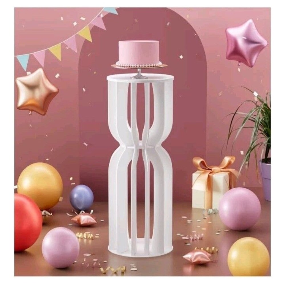 1PC Hourglass Tower Cylinder Stand, Large White Cake Stand, Pedestal Display...